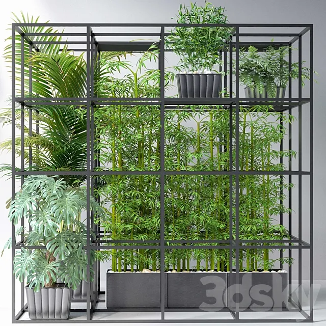 JC Wall Grid Plants Pot 7 3ds Max