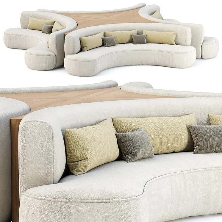 Jenifer modular restaurant sofa JR20 \/ Modular restaurant lounge sofa 3DS Max Model