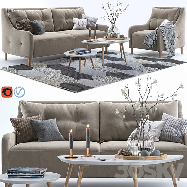 Jenson armchair and sofa # 2 3ds Max