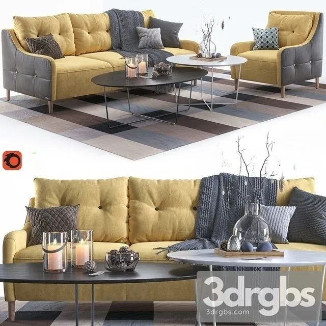 Jenson Design Fabric Yellow Sofa 3dsmax Download