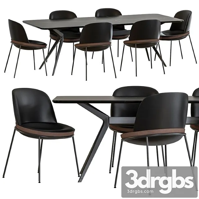 Jesse pierluigi dining table and germana chair leather black 2 3dsmax Download