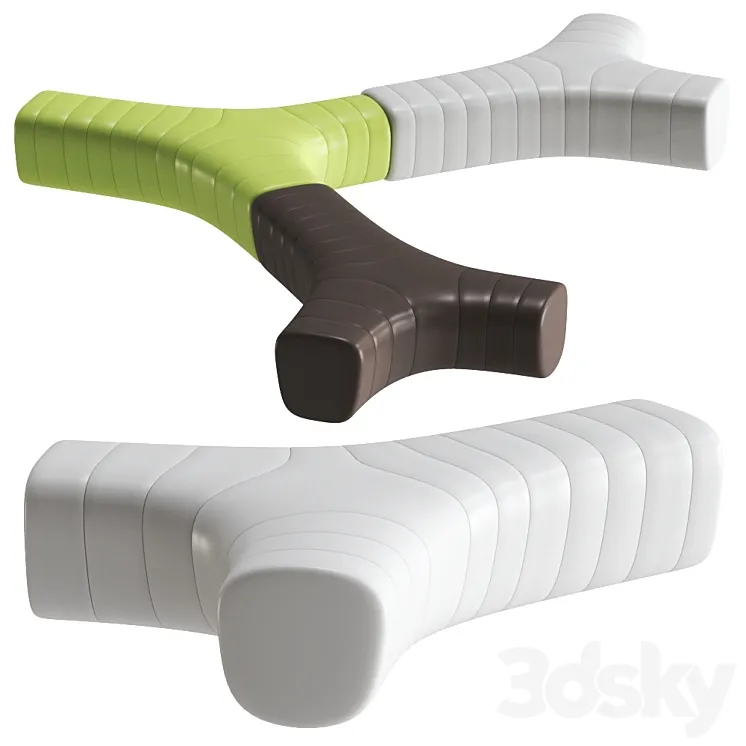 JETLAG Modular polyethylene bench by Plust 3DS Max