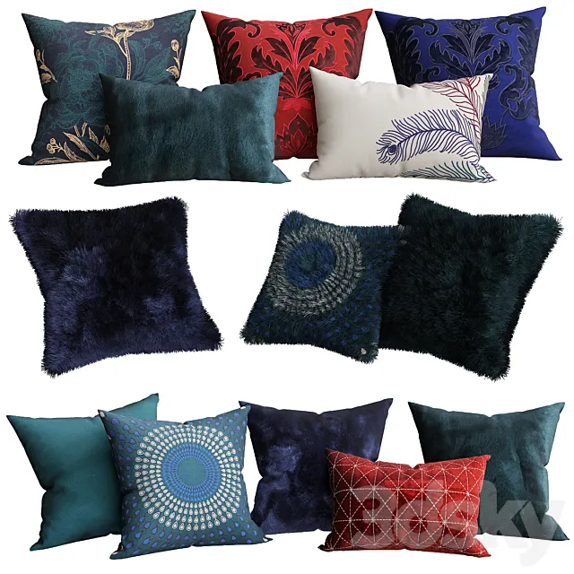 Jewel Tone Decorative Pillow Collection 3DS Max Model