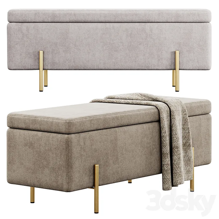 Jodel Upholstered Storage Bench by Everly Quinn 3DS Max Model