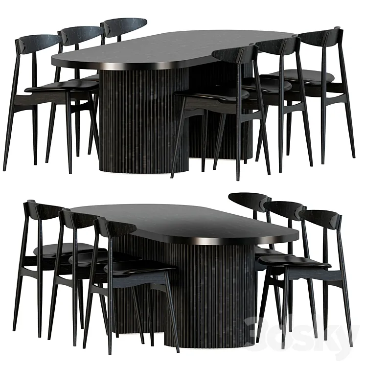 Joffrey Solid Ash Dining Chair Black 3DS Max