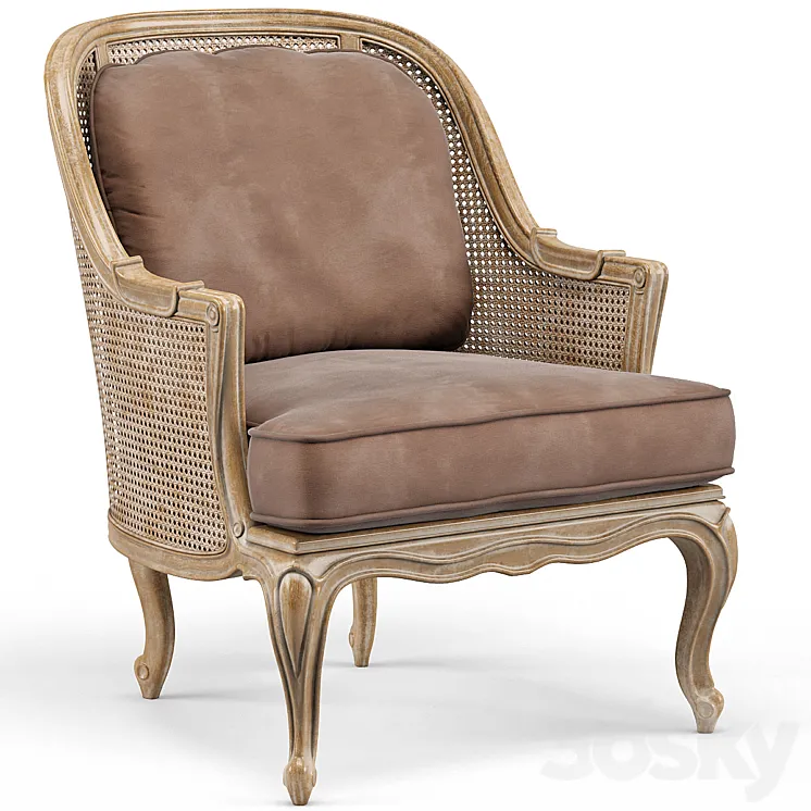 John – Richard Bourges French Caned Accent Bergere Floral Arm 3DS Max