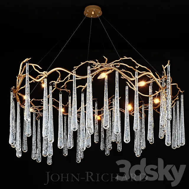John Richard Brass and Glass Teardrop Eight-Light Chandelier 3ds Max