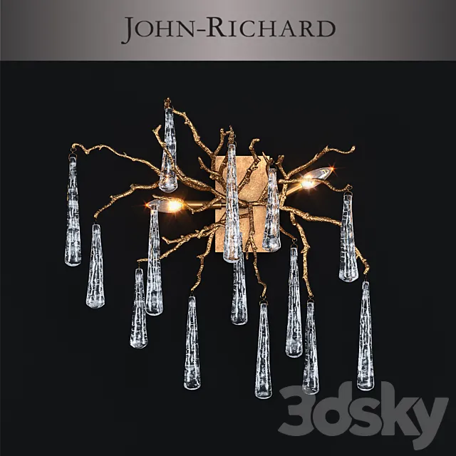 John-Richard Brass and Glass Teardrop Two-Light Wall Sconce 3ds Max