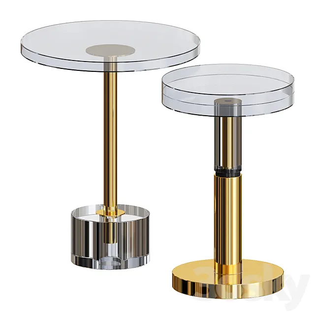 John-Richard Collection Crystal and Brass Martini Side Table 3DSMax File
