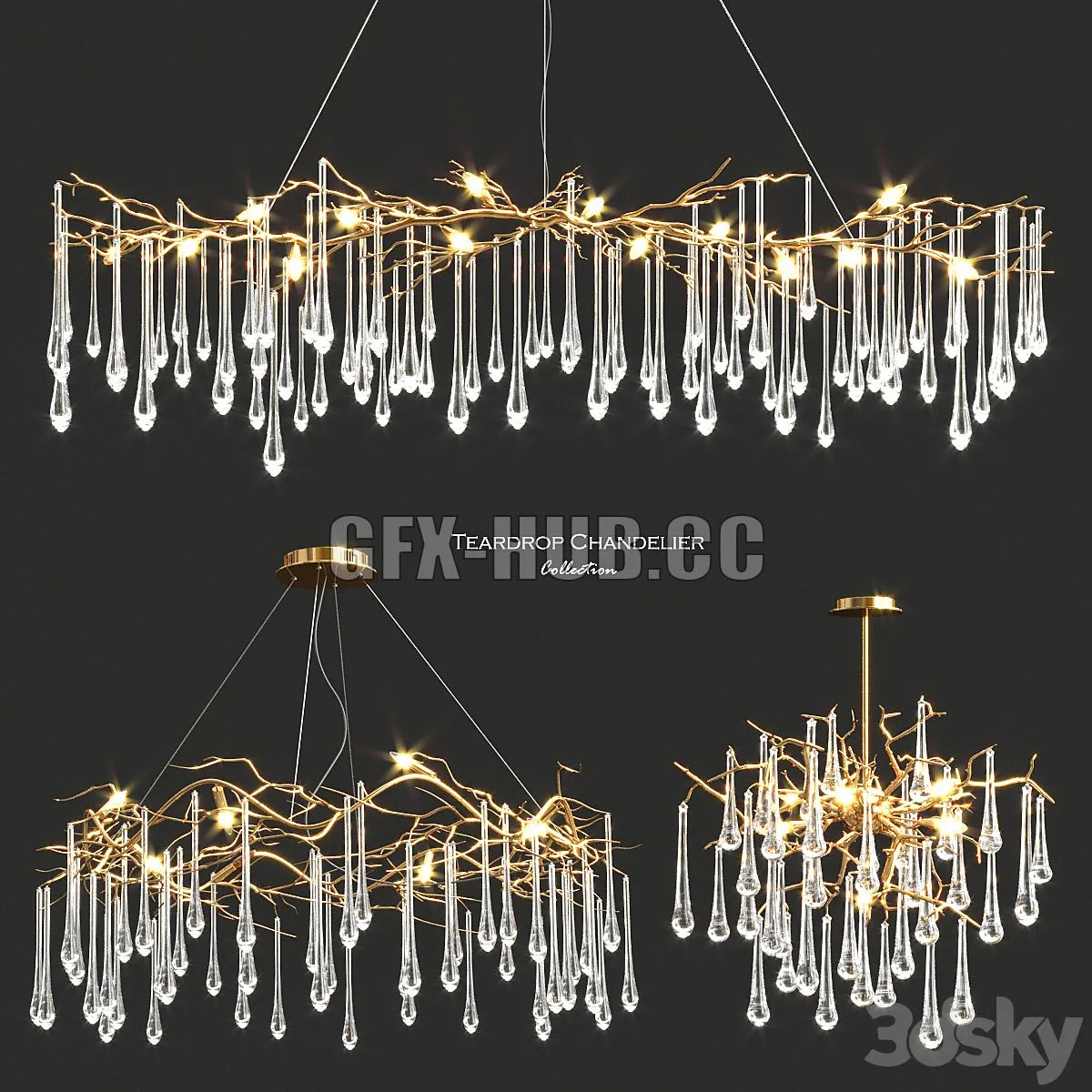 John-Richard Teardrop Chandelier Collection 3dsMax Model