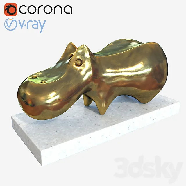 Jonathan Adler Brass Hippo 3DS Max Model