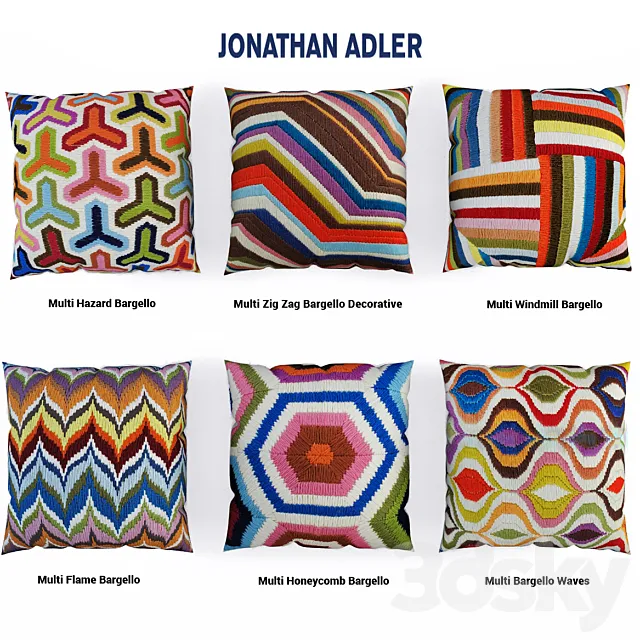Jonathan Adler pillows red set. 3DSMax File