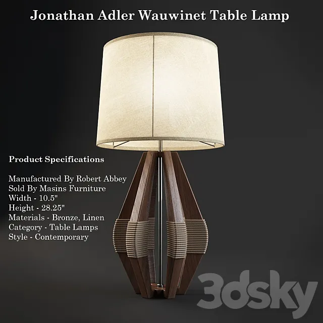 Jonathan Adler Wauwinet Table Lamp 3ds Max