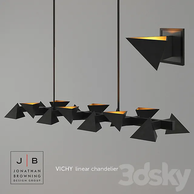 Jonathan Browning Vichy chandelier & sconce 3DS Max Model