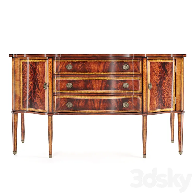 Jonathan Charles Mahogany sideboard with curved doors 3DS Max