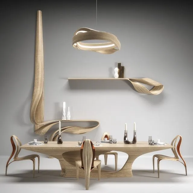 Joseph Walsh and Zaha Hadid Dining Set 3dsMax Model