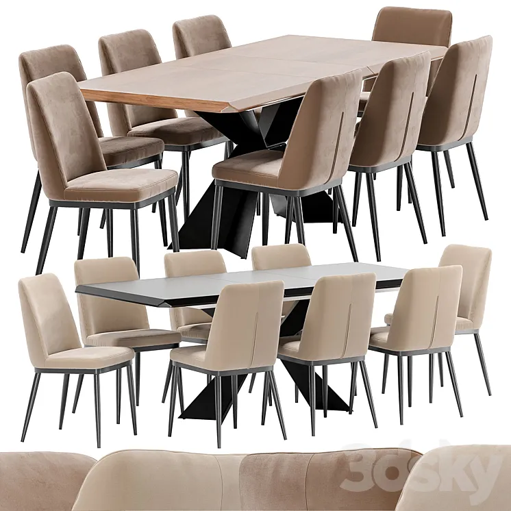 Joss Y249 dining chair and Cherry Esf T1712A table 3DS Max