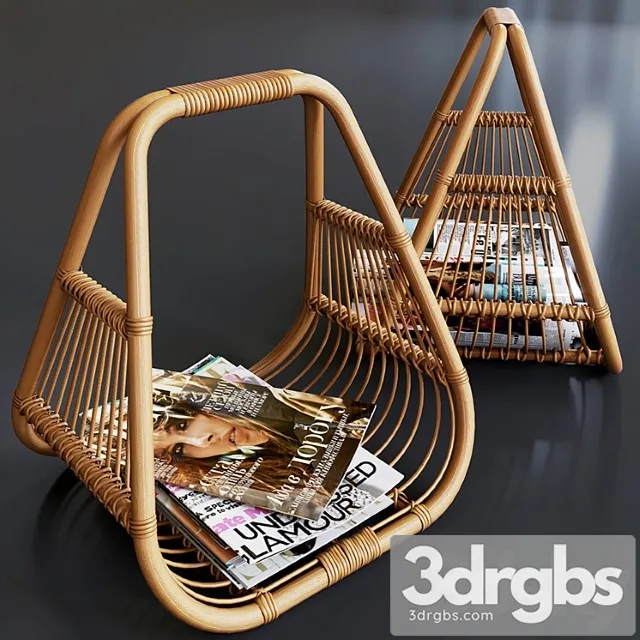Journals set and wicker stand made of natural rattan 3dsmax Download