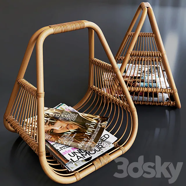 journals set and wicker stand made of natural rattan 3DSMax File