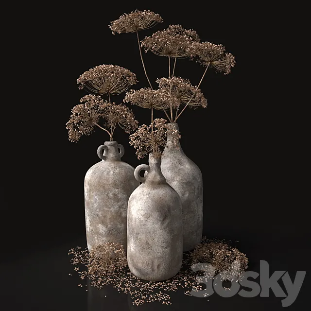 Jugs with dry dill stalks 3DS Max Model