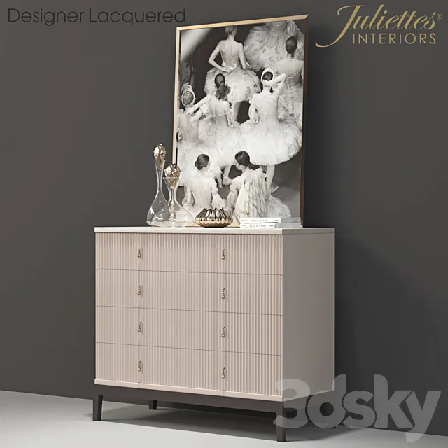 juliette interiors Italian Art Deco Inspired Designer Lacquered Chest of Drawers 3DSMax File