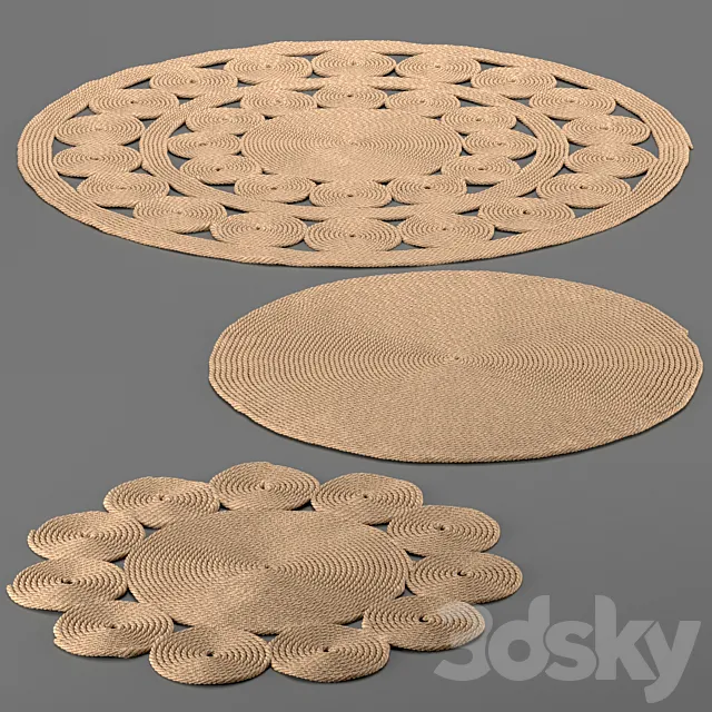 Jute carpet set handmade Jute Carpet 3ds Max