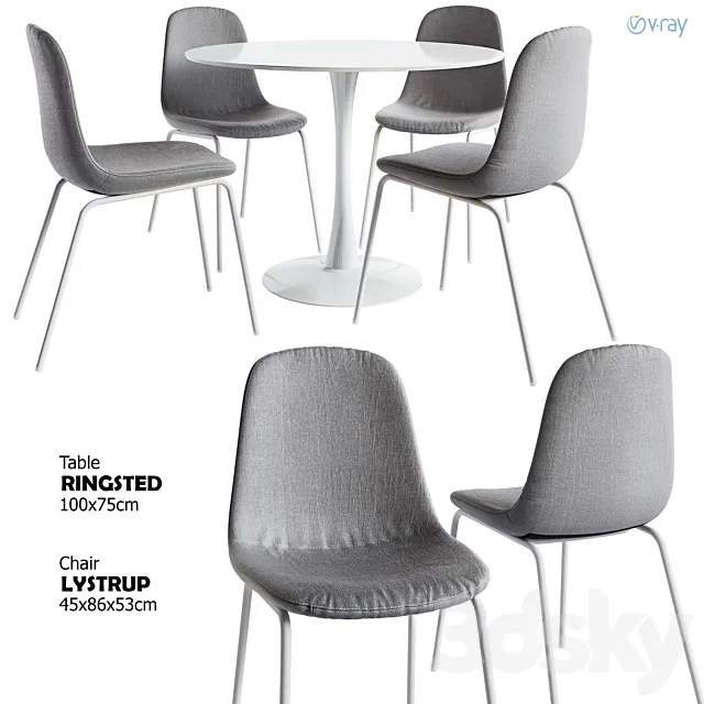 Jysk _ LYSTRUP Chair + RINGSTED Table 3ds Max