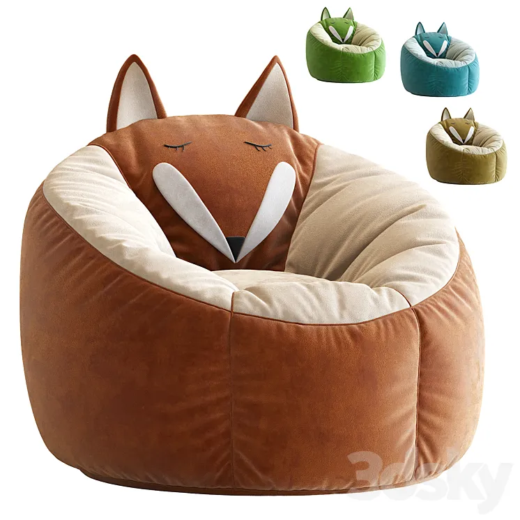 Kaikoo Kids Fox Bean Bag Chair 3DS Max Model