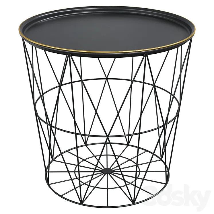 KALO Black Metal Wire Side Table 3DS Max Model