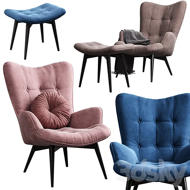 KARE _ Vicky (Chair with pouf) 3DS Max Model