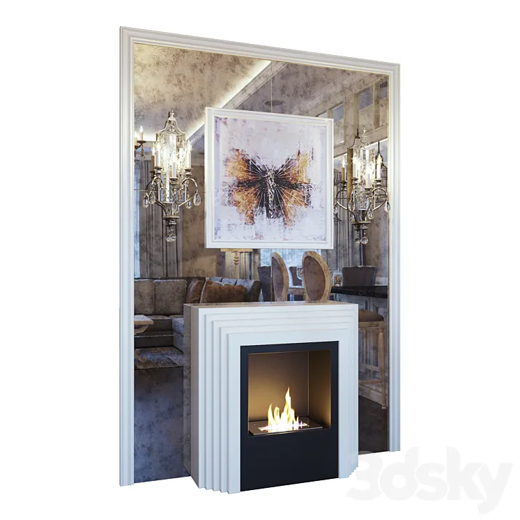 Karla's fireplace Feiss Gianna FE GIANNA3W sconce picture and mirror panel 3DS Max