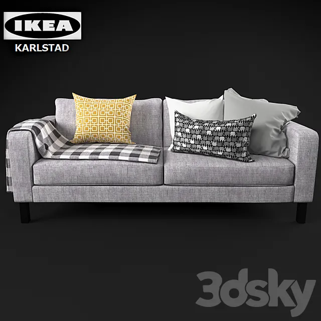 KARLSTAD sofa with pillows and plaid (IKEA) 3DSMax File