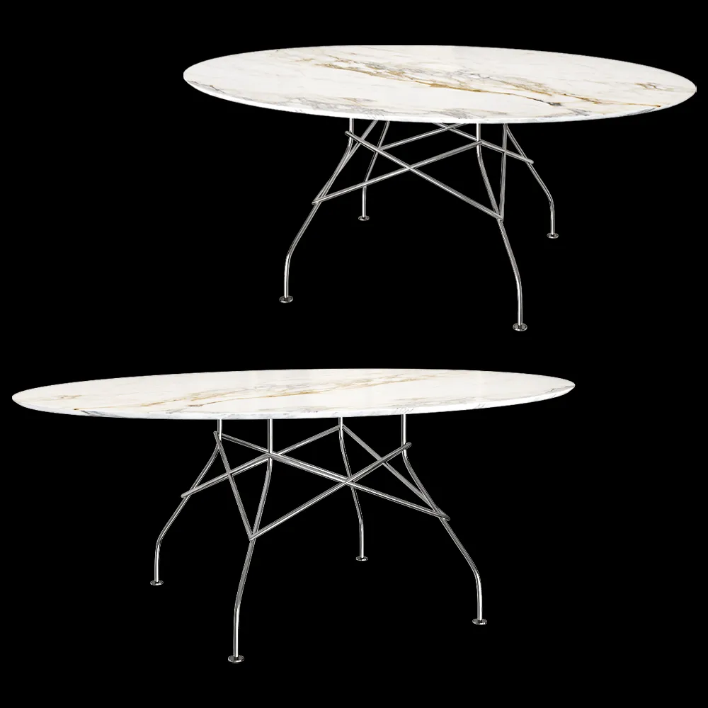 Kartell – Dining table Glossy oval 3ds Max