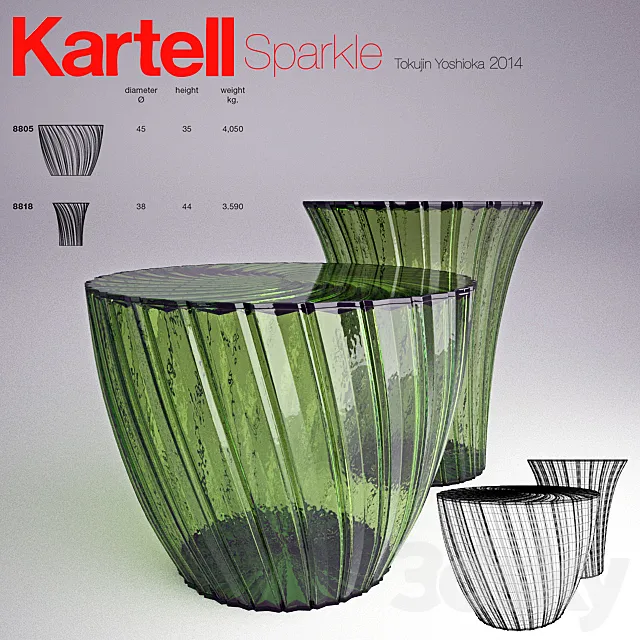 Kartell – Sparkle Table & Stool 3DS Max Model