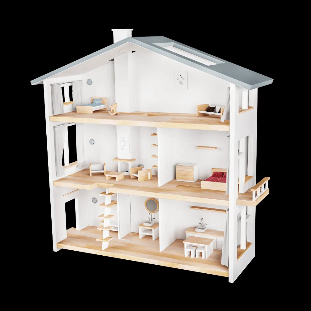 Katin Domik – Three-story wooden dollhouse 3ds Max