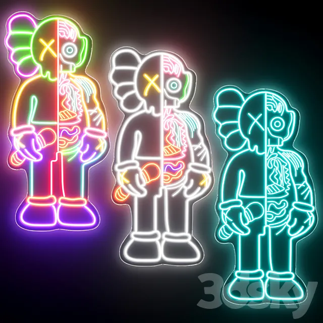 KAWS Neon Sign 3ds Max