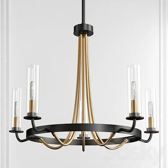 Kearney Vintage Black with Warm Brass 5 Light Chandelier by Savoy House 3ds Max