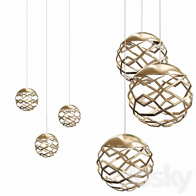 Kelly Cluster Sphere Pendant Light – 3 Lights 3ds Max