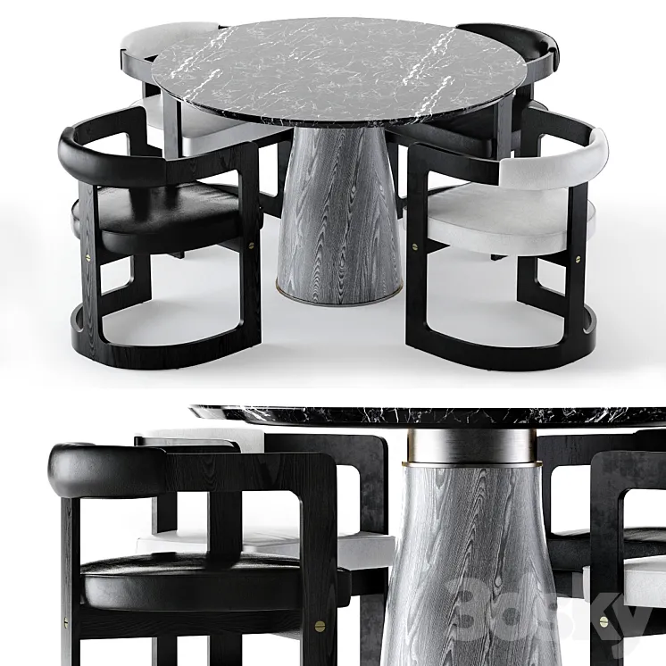 Kelly Wearstler Camden table and Zuma chair 3DS Max