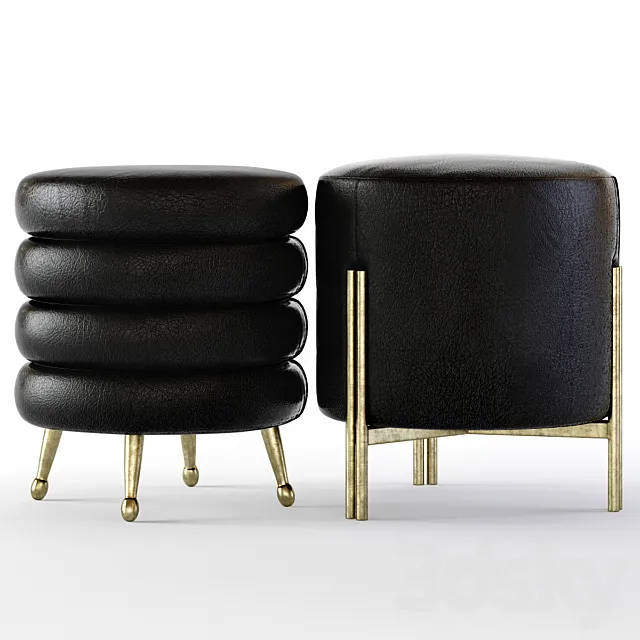 Kelly Wearstler Melange and Laurel Stools 3ds Max