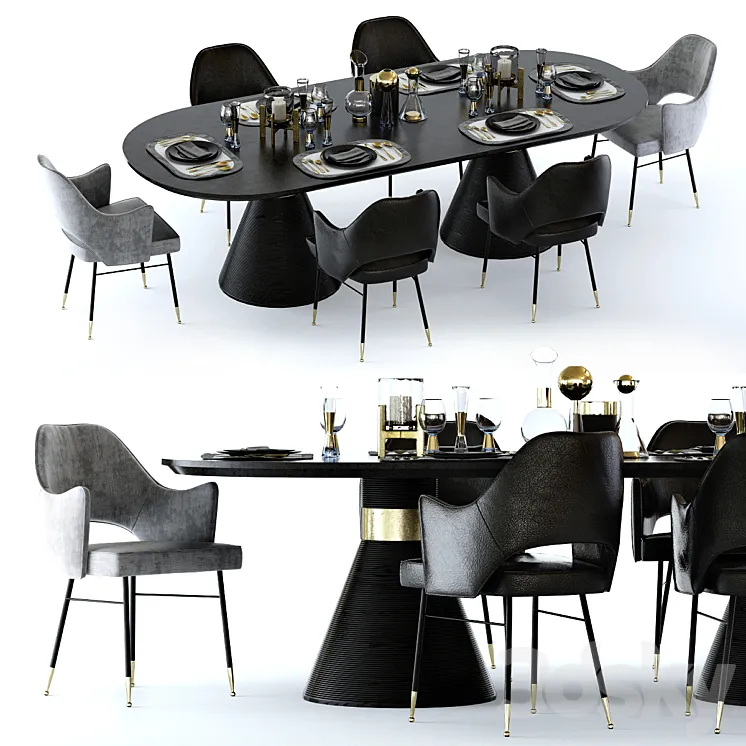 Kelly Wearstler Miramar Table and Rigby Chair 3DS Max
