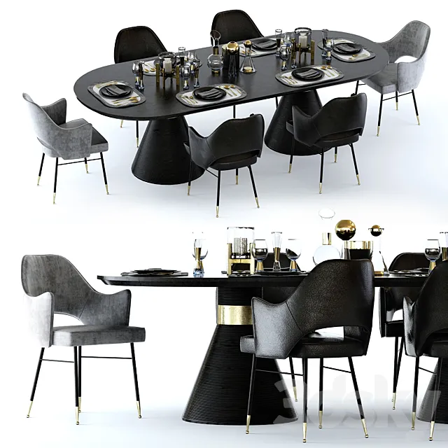 Kelly Wearstler Miramar Table and Rigby Chair 3DSMax File