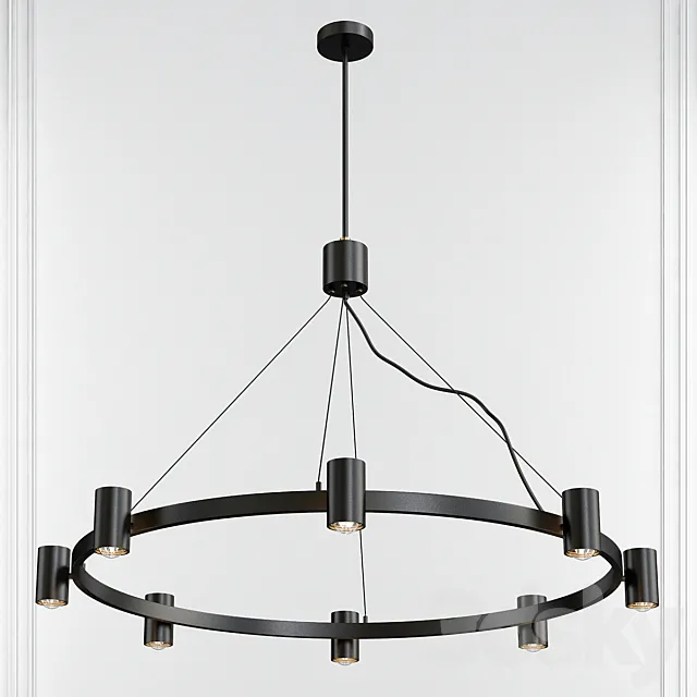 Kempton Matte Black & Satin Brass 8 Light Chandelier by Elk Lighting 3DS Max Model