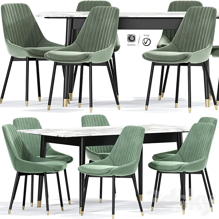 Kendall Upholstered Dining Chair Table 3DS Max