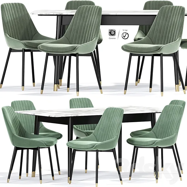 Kendall Upholstered Dining Chair Table 3DSMax File