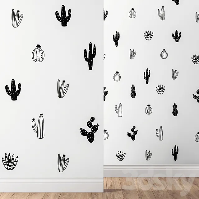 Kenna Sato Designs Collection Cactus Wall Decals 3DS Max Model