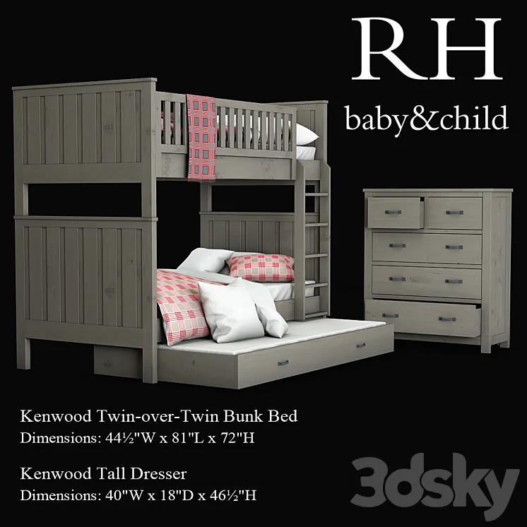 Kenwood Twin-over-Twin Bunk Bed 3DS Max