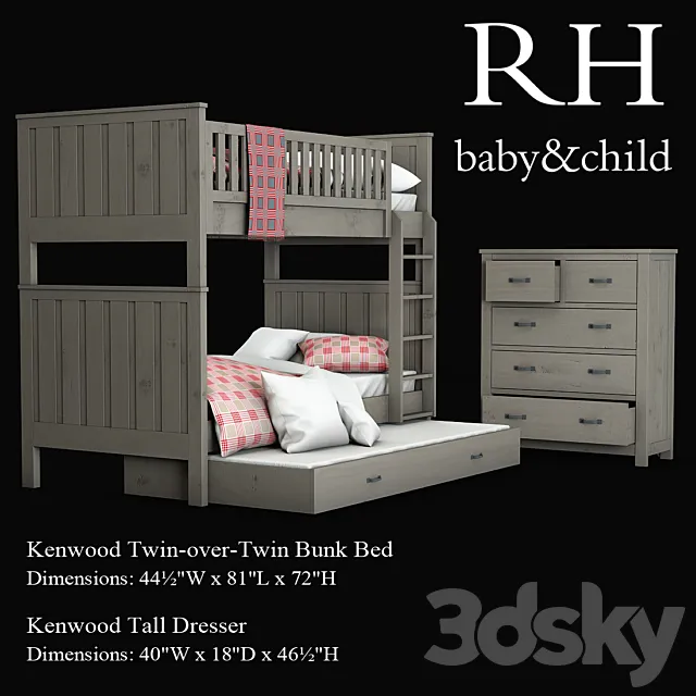 Kenwood Twin-over-Twin Bunk Bed 3DSMax File