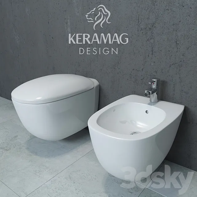 Keramag Citterio hanging toilet and bidet 3DS Max Model