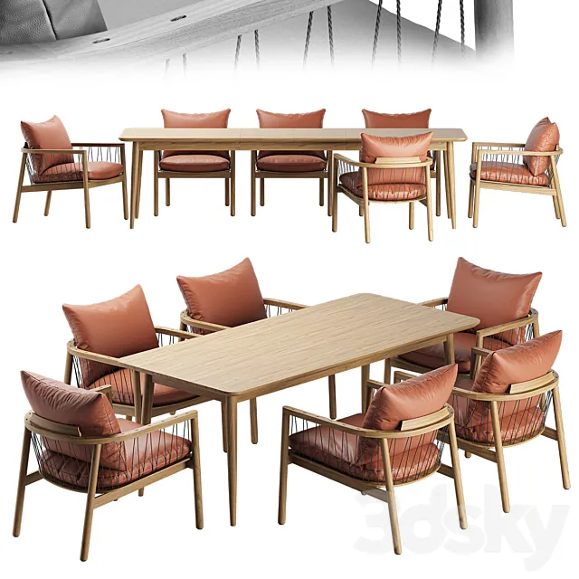 Kerry Lounge Chair Tate Walnut Extendable Midcentury Dining Table 3DSMax File